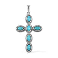 Mexican Turquoise Cross Pendant in Platinum Over Copper with Magnet 1.50 ctw - Sticky add to cart bar