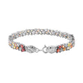 Multi Sapphire and Thai Black Spinel Snake Double-Row Bracelet in Platinum Over Sterling Silver (6.50 In) 15.85 ctw - Sticky add to cart bar