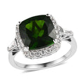 Chrome Diopside and White Zircon Halo Ring in Platinum Over Sterling Silver (Size 10.0) 5.00 ctw - Sticky add to cart bar