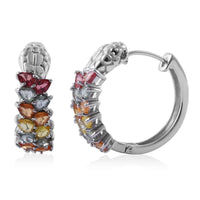 Multi Sapphire and Thai Black Spinel Snake Dangle Earrings in Platinum Over Sterling Silver 4.60 ctw