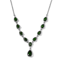 Chrome Diopside Drop Necklace 18 Inches in Platinum Over Sterling Silver 5.50 ctw
