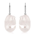 Organic Shape Baroque Pearl Lever Back Earring in Rhodium Over Sterling Silver - Sticky add to cart bar