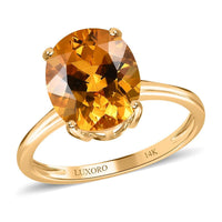 Luxoro 14K Yellow Gold AAA Brazilian Heliodor Solitaire Ring 3.25 ctw