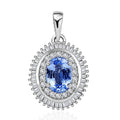 Luxoro 10K White Gold Premium Ceylon Blue Sapphire and Diamond Double Halo Pendant - Sticky add to cart bar