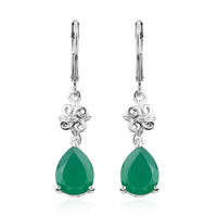 Karis Verde Onyx and White Zircon Dangling Earrings in Platinum Bond 4.85 ctw