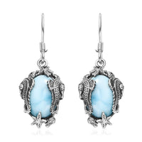 Artisan Crafted Larimar Solitaire Earringa in Sterling Silver 14.10 ctw