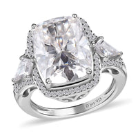 Moissanite Ring in Platinum Over Sterling Silver 7.60 ctw