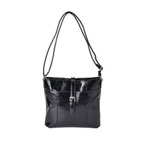 Black Faux Leather Crossbody Bag (9.45"1.97"x9.45") with Shoulder Strap