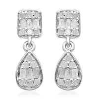Diamond Dangle Earrings in Platinum Over Sterling Silver 0.25 ctw