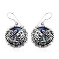 Bali Legacy Abalone Shell Phoenix and Dragon Earrings in Sterling Silver