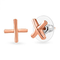 Vermeil Rose Gold Over Sterling Silver Cross Earrings