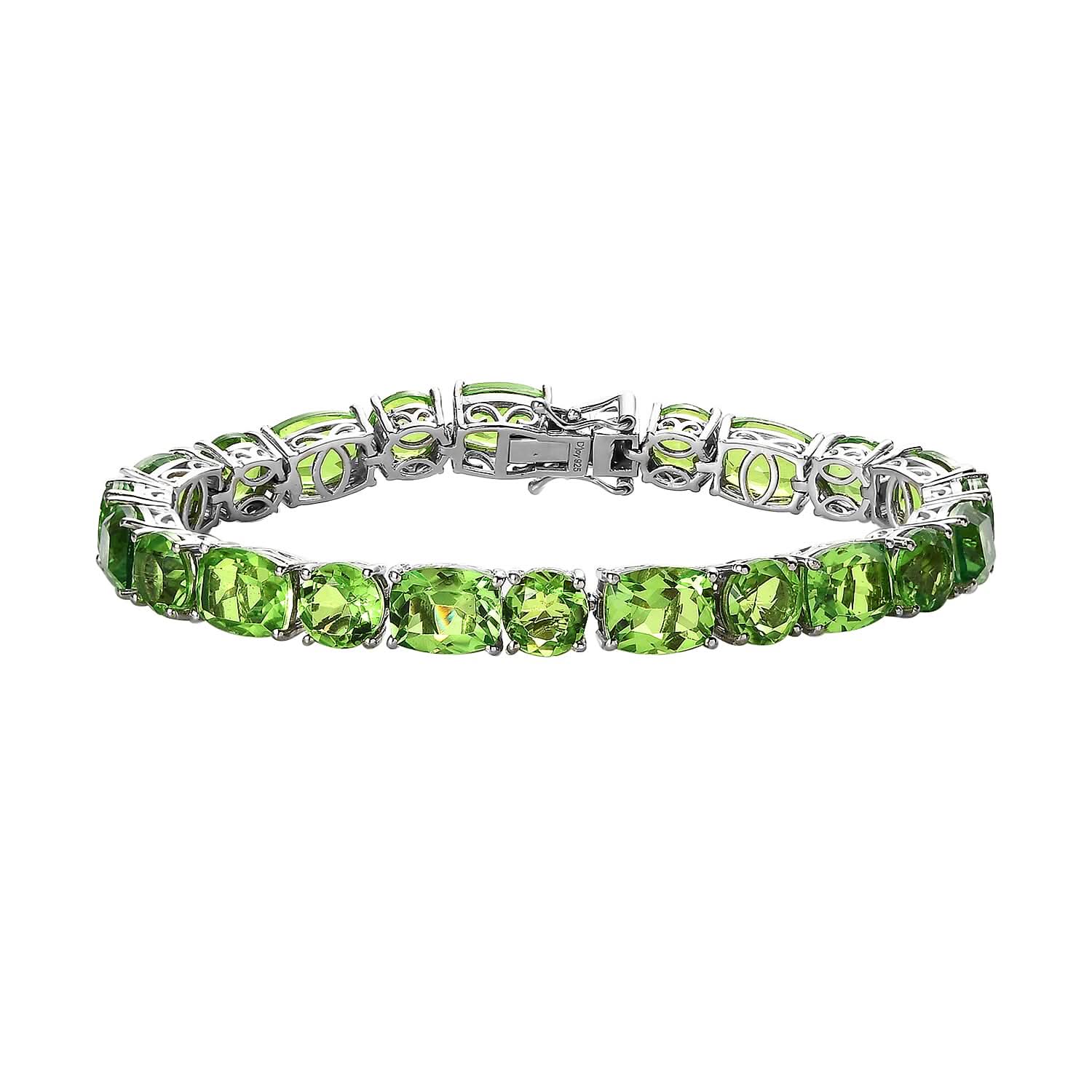 Chartreuse Quartz (Triplet) Tennis Bracelet in Platinum Over Sterling Silver (7.25 In) 42.25 ctw
