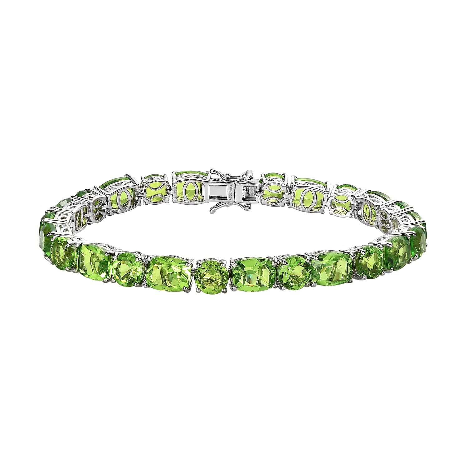 Chartreuse Quartz (Triplet) Tennis Bracelet in Platinum Over Sterling Silver (8.00 In) 46.15 ctw