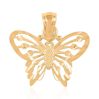 Made In America 10K Yellow Gold Diamond-cut Butterfly Pendant