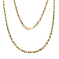 10K Yellow Gold 4mm Rope Necklace 22 Inches 9.9 Grams