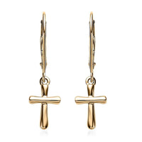 Luxoro 10K Yellow Gold Cross Lever Back Earrings 1.65 Grams
