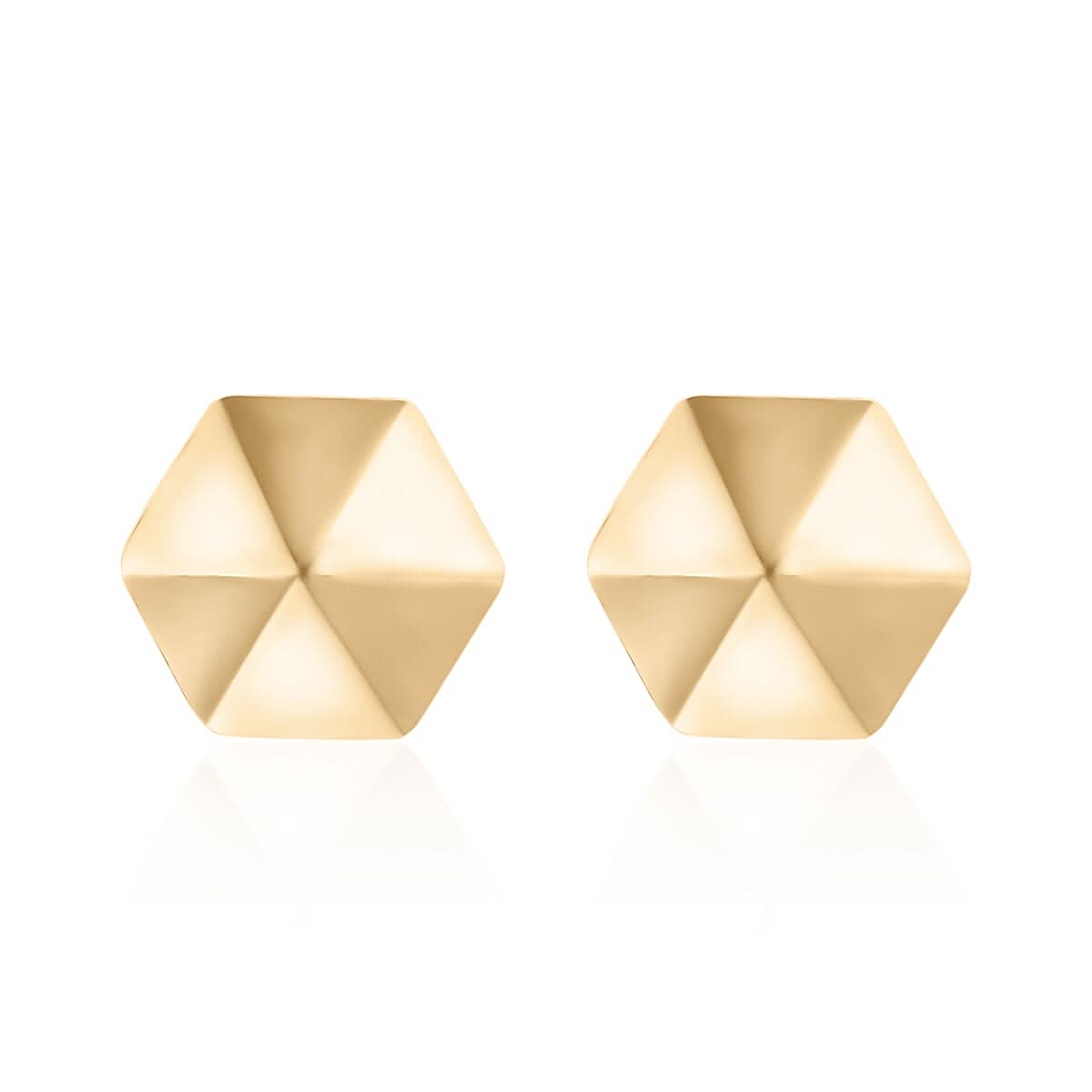 Luxoro 10K Yellow Gold Hexagon Shape Stud Earrings 0.65 Grams