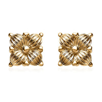 Luxoro 10K Yellow Gold Four Petal Floral Stud Earrings 1 Grams