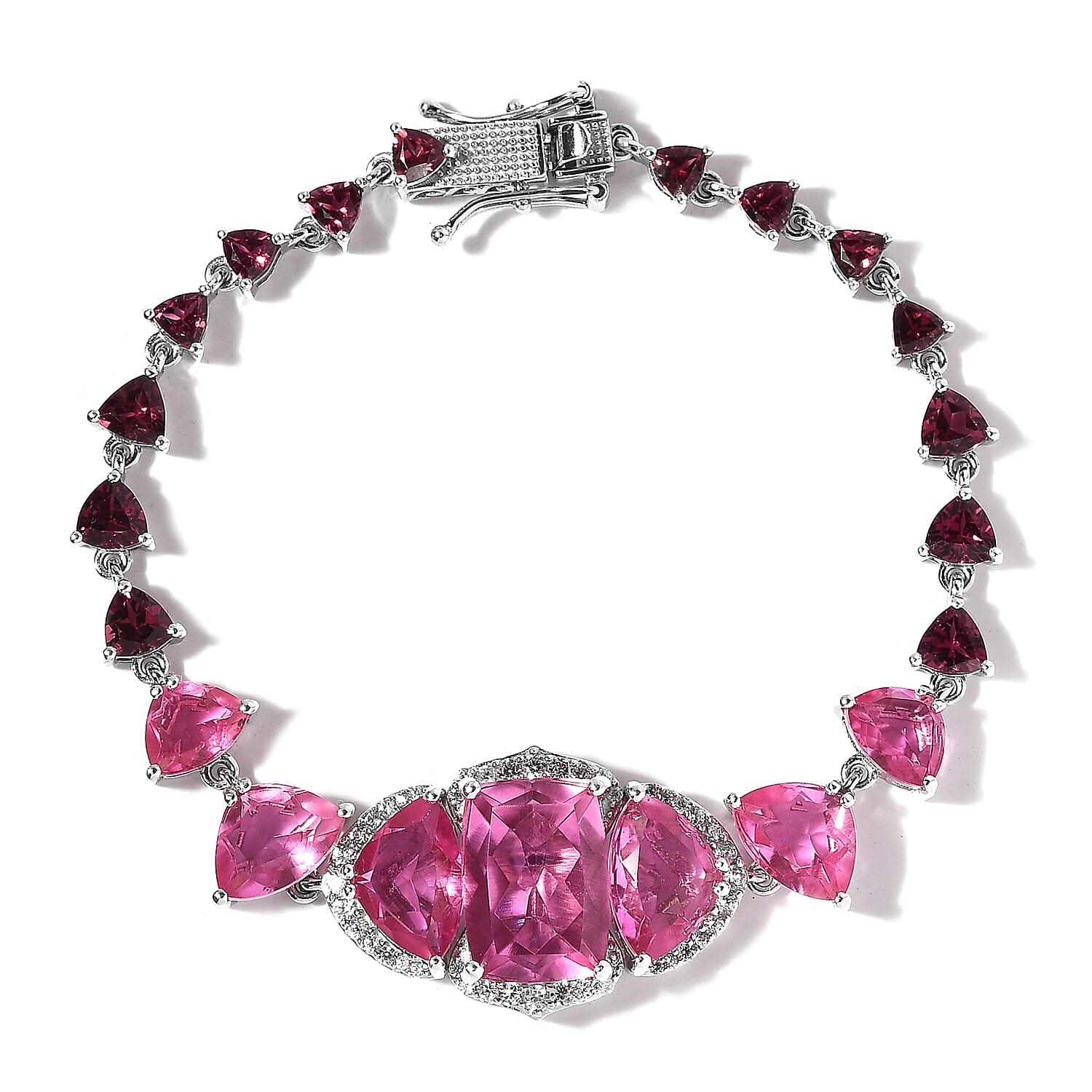 GP Italian Garden Collection Radiant Orchid Quartz (Triplet) and Multi Gemstone Bracelet in Platinum Over Sterling Silver (7.25 In) 22.25 ctw