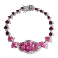 GP Italian Garden Collection Radiant Orchid Quartz (Triplet) and Multi Gemstone Bracelet in Platinum Over Sterling Silver (7.25 In) 22.25 ctw