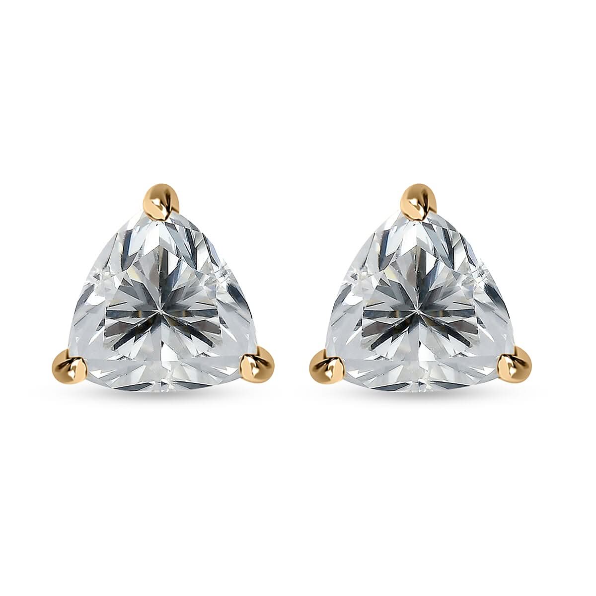 Luxoro 10K Yellow Gold Moissanite Solitaire Stud Earrings 1.60 ctw