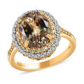 Iliana 18K Yellow Gold AAA Turkizite, SI Natural Yellow and White Diamond Double Halo Ring 4.10 Grams 4.60 ctw - Sticky add to cart bar