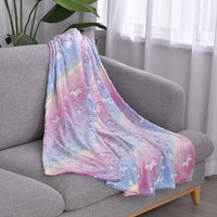 Purple and Pink 3D Luminous Dark Glow Shinning Printing Flannel Throw (50"x60")