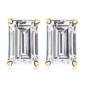 14K Yellow Gold 6x4mm Octagon Lab Created White Sapphire Basket Stud Earrings 0.70 ctw - Sticky add to cart bar