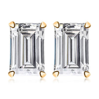 14K Yellow Gold 6x4mm Octagon Lab Created White Sapphire Basket Stud Earrings 0.70 ctw