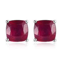 Niassa Ruby (FF) Solitaire Stud Earrings in Platinum Over Sterling Silver 5.00 ctw