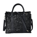 Black Leopard Print Faux Leather Crossbody Bag (12.60"x6.30"x10.60") with Handle Drop and Shoulder Strap - Sticky add to cart bar