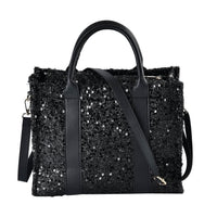 Black Leopard Print Faux Leather Crossbody Bag (12.60"x6.30"x10.60") with Handle Drop and Shoulder Strap