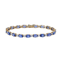 Luxoro 14K Yellow Gold Premium Tanzanite and Moissanite Bracelet (6.50 In) 4.60 Grams 10.00 ctw