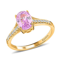 Certified & Appraised Iliana 18K Yellow Gold AAA Patroke Kunzite and G-H SI Diamond Ring (Size 10.0) 1.75 ctw