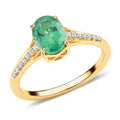 Certified Iliana 18K Yellow Gold AAA Kagem Zambian Emerald and G-H SI Diamond Ring (Del. in 15-20 Days) 1.25 ctw - Sticky add to cart bar