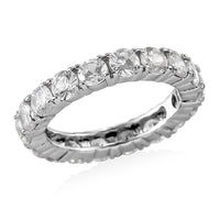 White Zircon Eternity Band Ring in Stainless Steel 3.65 ctw