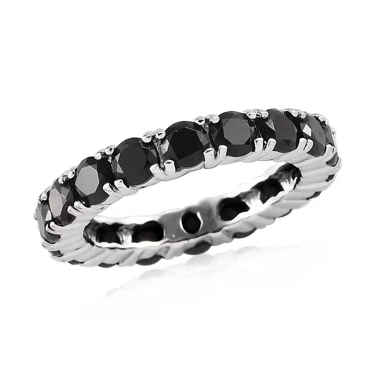 Thai Black Spinel Eternity Band Ring in Stainless Steel (Size 5.0) 2.70 ctw