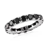 Thai Black Spinel Eternity Band Ring in Stainless Steel (Size 5.0) 2.70 ctw
