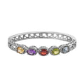 Multi Gemstone Bangle Bracelet in Stainless Steel (6.50 In) 5.75 ctw - Sticky add to cart bar