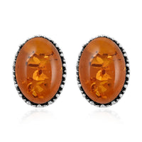 Green Amber Earrings in Sterling Silver