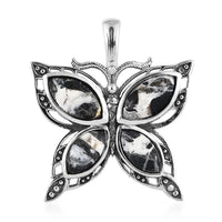 Artisan Crafted White Buffalo Butterfly Pendant in Sterling Silver 6.25 ctw