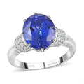 Certified Rhapsody 950 Platinum AAAA Tanzanite and E-F VS Diamond Ring 8.65 Grams 5.50 ctw (Del. in 15-20 Days) - Sticky add to cart bar