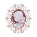Red Cameo and Multi Gemstone Brooch in Rosetone 6.00 ctw - Sticky add to cart bar