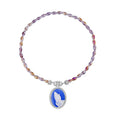 Blue Cameo and Multi Gemstone Necklace 20 Inches in Silvertone 8.00 ctw - Sticky add to cart bar