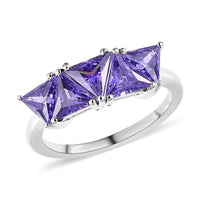 Simulated Champagne Diamond 5 Stone Ring in Sterling Silver 3.25 ctw