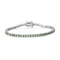 Premium Tsavorite Garnet and Moissanite Tennis Bracelet in Platinum Over Sterling Silver (7.25 In) 5.50 ctw