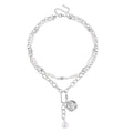Simulated Pearl Pendant with Link Chain Necklace 20-22 Inches in Silvertone - Sticky add to cart bar