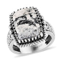 Artisan Crafted White Buffalo Solitaire Ring in Sterling Silver 6.40 ctw - Sticky add to cart bar