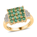 AAA Kagem Zambian Emerald and White Zircon Ring in Vermeil Yellow Gold Over Sterling Silver 0.90 ctw - Sticky add to cart bar
