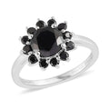 Simulated Black Diamond Floral Ring in Sterling Silver 2.85 ctw - Sticky add to cart bar